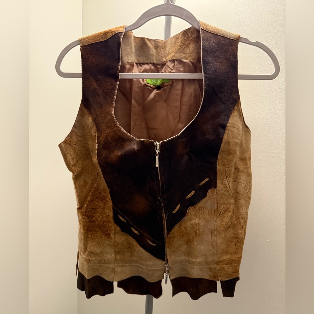 Cow natural leather vest